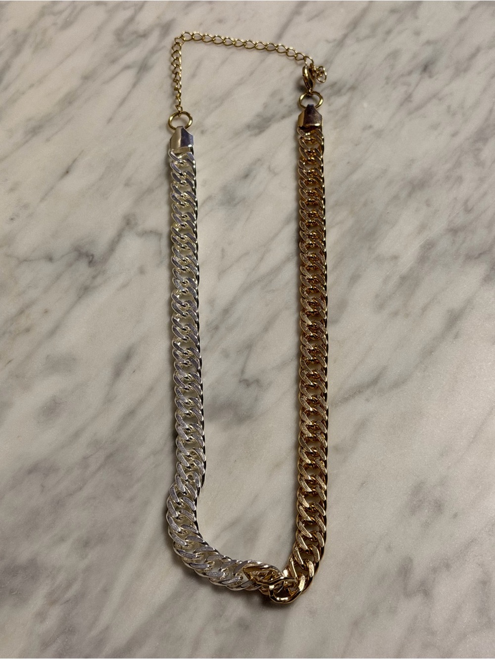 Urban Outfitters Two-Tone Gold & Silver Curb Chain Necklace